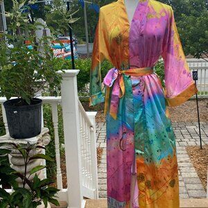 Silky Rainbow Robe – Limited Edition • Easy-Care Silky Polyester Blend • Luxe Lo
